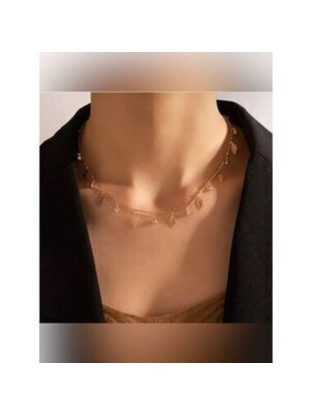 Gold Leaf & Crystal Necklace Gift Dainty